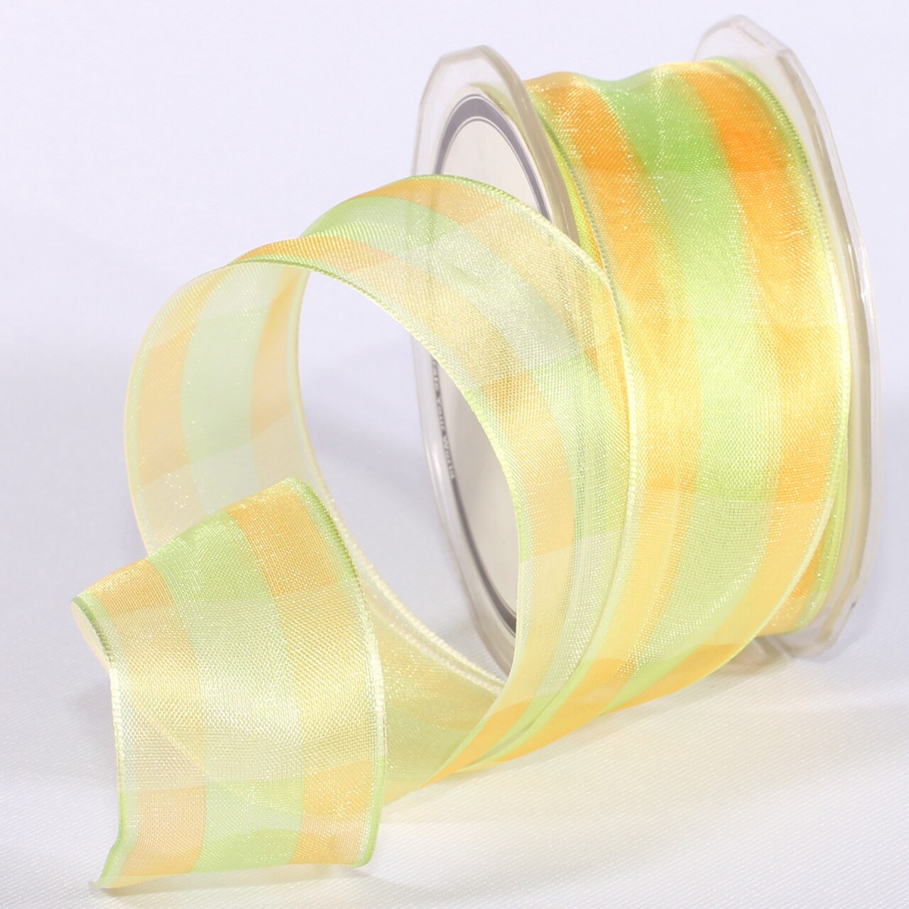 The Ribbon People Yellow and Green Spring Plaid Wired Craft Ribbon 1.5" x 27 Yards
